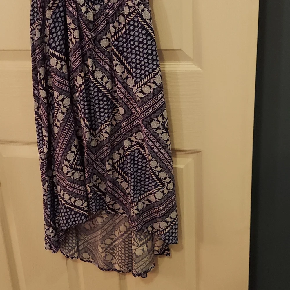 Blue Bandana Handkerchief Floral Print Halter Dress - Picture 2 of 6